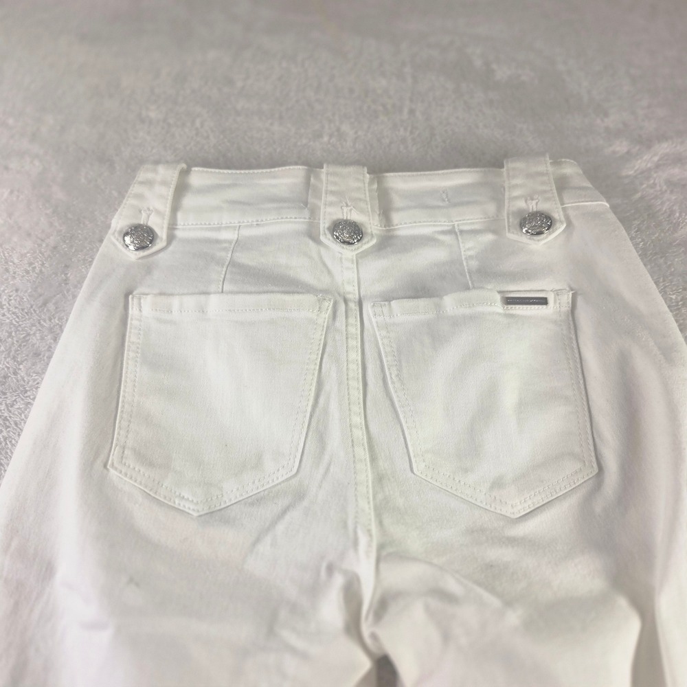 White House Black Market High Rise Wide Leg Sailor Pants White Silver Button 00L - Picture 9 of 11